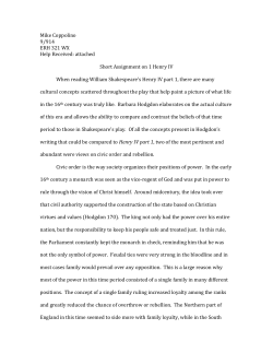 Short Assignment on Henry IV part 1