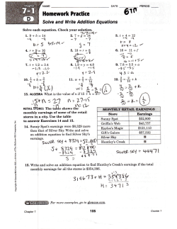 Homework Practice Solve and Write Addition Equations