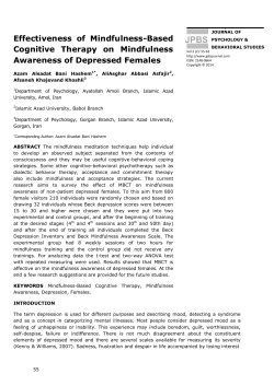 Effectiveness of Mindfulness-Based Cognitive Therapy on