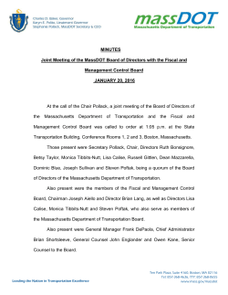 Minutes of the Joint Meeting of the MassDOT Board of Directors with