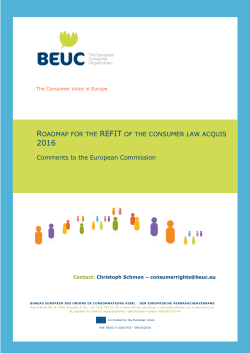 ROADMAP FOR THE REFIT OF THE CONSUMER LAW