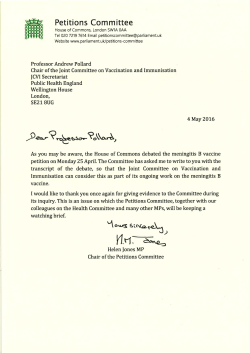 Correspondence between Petitions Committee and