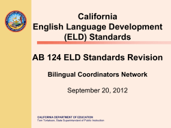 AB124 ELD Standards Revision - English Learners (CA Dept of Education)