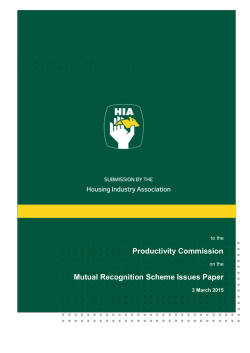 HIA - Productivity Commission