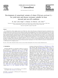 Development of somaclonal variants of wheat (Triticum aestivum L