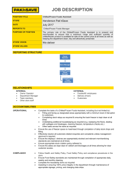 Chilled and Frozen Foods Assistant PNS