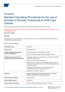 Standard operating procedures for the use of animals in schools