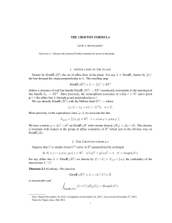 THE CROFTON FORMULA Denote by Graff 1(R2) the set of affine