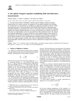 A rain splash transport equation assimilating field and laboratory