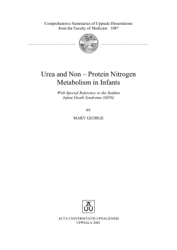 Urea and Non - Protein Nitrogen Metabolism in