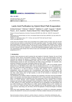 Lactic Acid Purification by Hybrid Short Path Evaporation