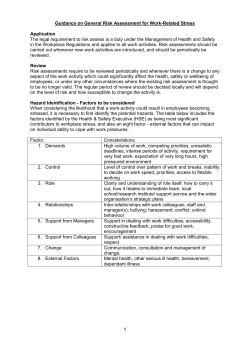 Guidance on General Risk Assessment for Work