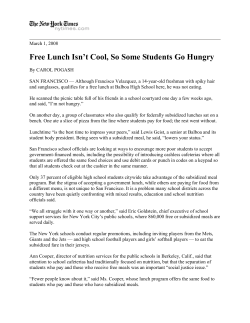 Free Lunch Isn`t Cool, So Some Students Go Hungry