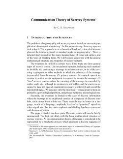 Communication Theory of Secrecy Systems