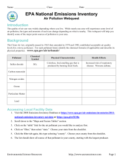 EPA National Emissions Inventory Air Pollution Webquest Introduction