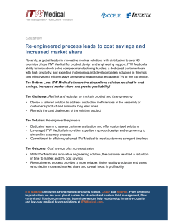 ITW Medical Case Study - Cost Reduction. Increase Share_rev1