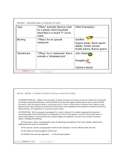 Dilution &ndash; possible types or theories of harm Type &ldquo;Tiffany&rdquo; example