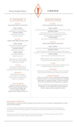 Party Sample Menu - Firebox Restaurant