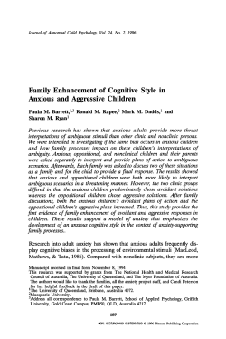 Family enhancement of cognitive style in anxious and aggressive