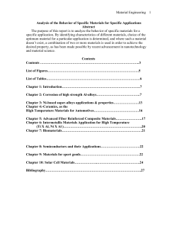 Analysis of the Behavior of Specific Materials for Specific Applications