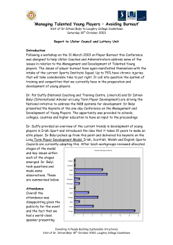 Managing Talented Young Players &ndash; Avoiding Burnout