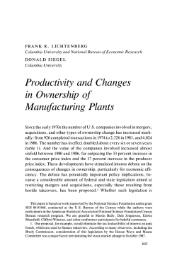 Productivity and Changes in Ownership of Manufacturing Plants