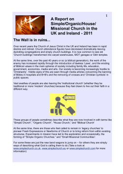 A Report on Simple/Organic/House/ Missional Church in the UK and