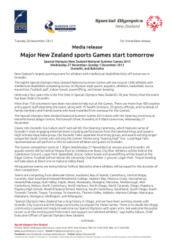 Major New Zealand sports Games start tomorrow