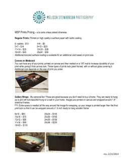 MSP Prints Pricing - a la carte unless stated otherwise. Regular