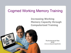 In the clinical setting: Cogmed Working Memory Training