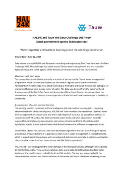 HAL24K and Tauw win Data Challenge 2017 from Dutch