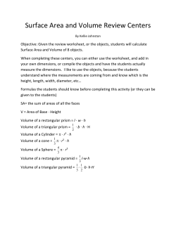 Surface Area and Volume Review Centers