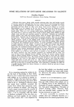some relations of estuarine organisms to salinity