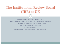 The Institutional Review Board (IRB) at UK