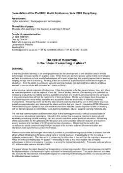 Pedagogies and technologies The role of m-learning in - TKK