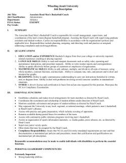 Associate Head Men`s Basketball Coach