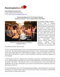 FOR IMMEDIATE RELEASE Contact: Annie Westmoreland Wood