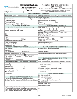 BCN Rehabilitation Assessment Form