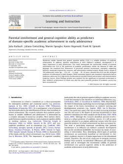 Parental involvement and general cognitive ability as predictors ofￂﾠ