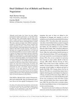 Deaf Children`s Use of Beliefs and Desires in