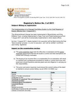 Registrar`s Notice 3 of 2011