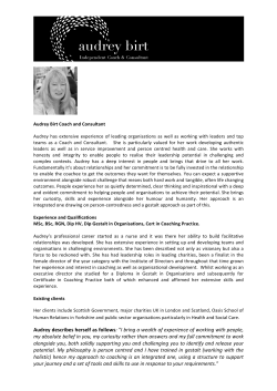 Audrey describes herself as follows: "I bring a wealth of