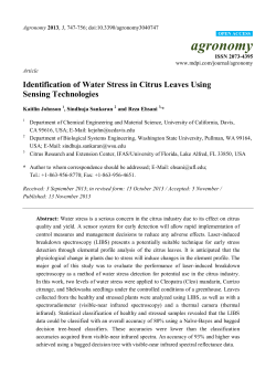Identification of Water Stress in Citrus Leaves Using Sensing