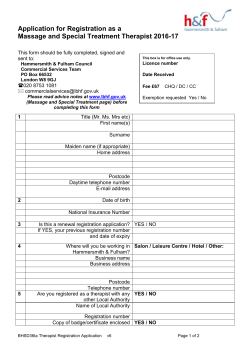 Massage and Special Treatment Therapist 2016-17