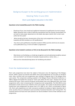 Short cycle - European Higher Education Area and Bologna Process