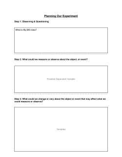 Planning Our Experiment