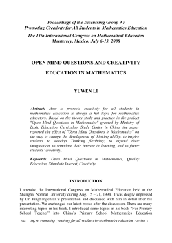 Open Mind Questions and Creativity Education in