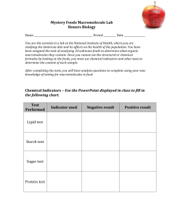 Mystery Foods Macromolecule Lab Honors Biology