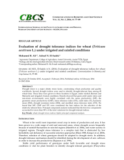 Evaluation of drought tolerance indices for wheat (Triticum aestivum
