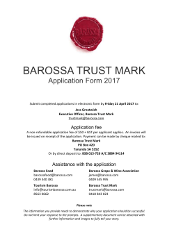 BAROSSA TRUST MARK Application Form 2017 Submit completed